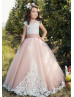 Cap Sleeves Lace Tulle Corset Back Floor Length Flower Girl Dress